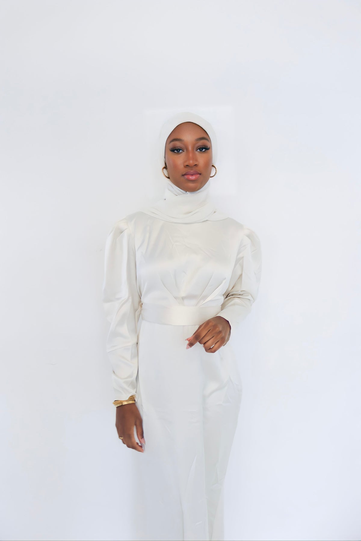 OffWhite Modest Satin Dress – Modest Bella OffWhite Modest Satin Dress – Modest Bella